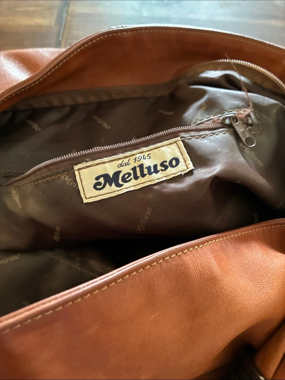 Meluso Cognac Brown Leather Hobo Shoulder Bag (large)